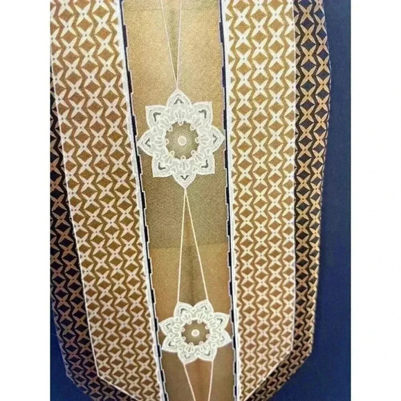 MARTIN WONG MENS TIE COPPER GOLD BROWN IVORY BLACK - 4x67 - Picture 2 of 8